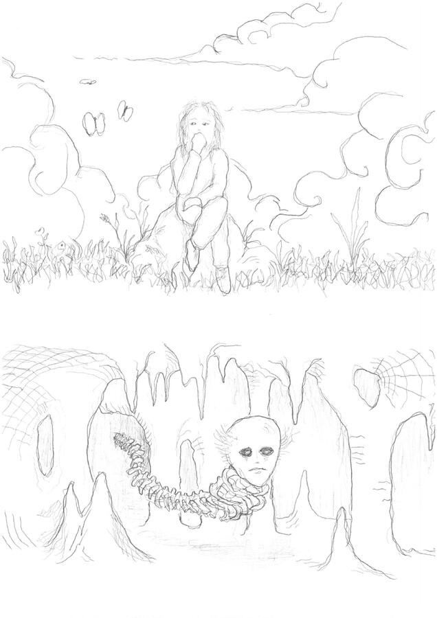 Anxiety - I drew this after learning that a dear friend had fallen seriously ill. I drew the whole picture with my left hand, which I normally don’t use – as a kind of symbolic gesture: even when control is lost, life still finds its way.