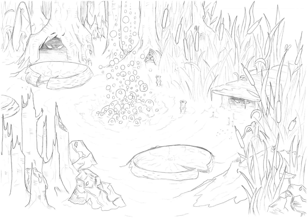 The Marsh - This is possibly the oldest drawing in this collection. I’ve always been drawn to the ecology of bogs and marshlands - places where plants grow out of water rather than soil. Cattails sway in the wind and old docks rot away.